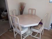 Italian white / cream extend able table and four chairs
