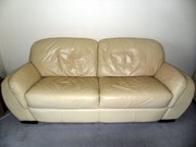 CREAM LEATHER SOFA SUITE FOR SALE IN SALISBURY