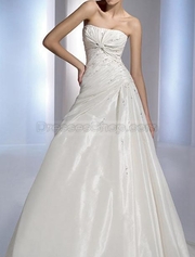 Princess A-Line Ivory Taffeta Off-the Shoulder Asymmetrical dresses