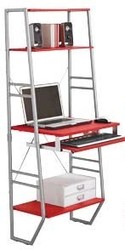 NOVELTY DESIGN RED & METAL FRAME WALL COMPUTER DESK