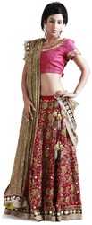 Pink raw Silk Lehenga of Varija Brand