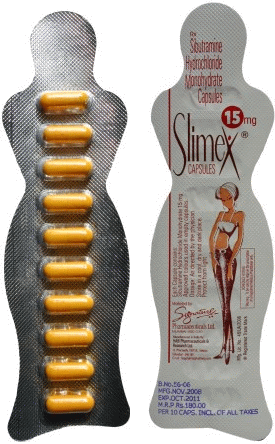 Slimex 15mg(sibutramine Hydrochloride 15mg)Reductil/Meridia - 30 Caps