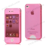 Front & Back Soft TPU Gel Case Cover for iPhone 4 4S - Pink