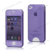 Front & Back Soft TPU Gel Case Cover for iPhone 4 4S - Purple 