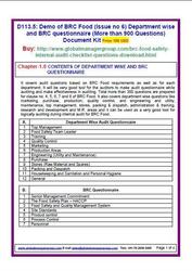 BRC  Global Standard Audit Questions