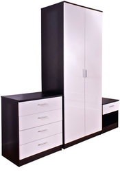 High gloss 3 piece trio bedroom wardrobe set