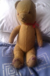 old mohair musical teddy