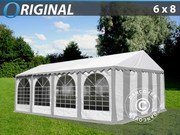 Marquee 6x8 m PVC grey/white, Base frame included