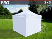 Folding canopy PRO 3x3 m Pack,  incl. 4 sidewalls,  white