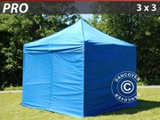 Folding canopy PRO 3x3 m Pack, incl. 4 sidewalls, blue