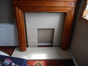 MAHOGANY FIREPLACE AND MARBLE SURROUND