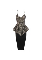 AX Paris Black Lace Strappy Peplum Dress