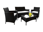 Rattan Garden Lounge Set - Black