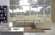 Cream Corner Leather Sofa Suite