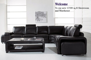 Excess Stock Black Real Leather Corner Sofa