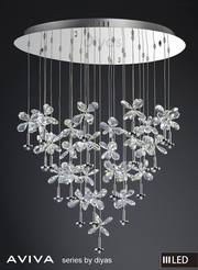 Buy Aviva 4000K Polished Crystal LED Pendant Light Round 28