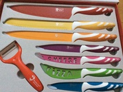 New 7piece Kitchen Knife Set with coloured Handles. Royalty Line RLCO7