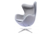 Limited edition grey wool fabric Egg chair replica with turquoise stit