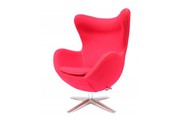 Limited edition red wool fabric Egg chair replica with golden stitchin