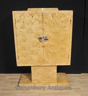 Blonde Walnut Art Deco TV Cabinet Chest Cupboard Furniture