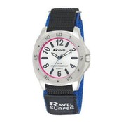 Ravel Men's Surfer 5 ATM Velcro Quartz Watch Silver Dial Nylon Strap