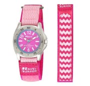 Ravel Girl's Surfer 5ATM Velcro Quartz Watch Pink Nylon Strap