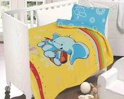 Buy Happy Elephant 250 Thread Count Cotton Satin Cot Bedding Set