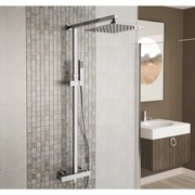 250mm Slimline Square Twin Head Thermostatic Shower Mixer
