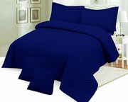 Egyptian Navy Cotton Multi Quilted Plain Bedspread,  With 2 Pillowshams