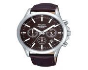 Buy Pulsar Men Chronograph Brown Leather Strap Watch