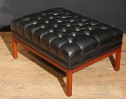 Large Regency Deep Button Stool Leather Ottoman