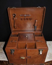 English Leather Hamper Wine Champagne Trunk Box Campaign Furniture