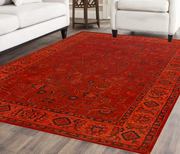 Rugsville Vintage Kashan Orange Red Overdyed Rug