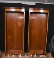 Pair Regency Open Bookcases in Walnut Open Front Bookcase
