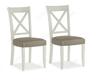 Bentley Designs Walnut X Back Leather Dining Chair in Pair