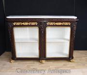 French Rosewood Carved Sideboard Display Cabinet