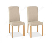 Bentley Designs Parker Oak Square Back Dining Chair with Stone Fabric