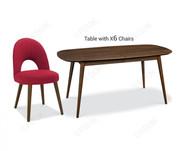 Bentley Designs Oslo Walnut 6-8 Extension Dining Table with 6 Chairs