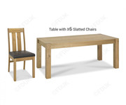 Bentley Designs Turin Light Oak 6 Seater Dining Table with 6 Chairs