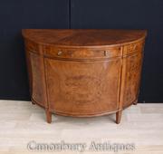 Regency Walnut Cabinet Sideboard Demi Lune Form