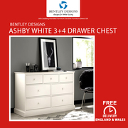 Bentley Designs Ashby White 3+4 Drawer Chest | Furniture Sale