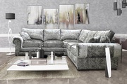 Stylish & Elegant Perla Crushed Velvet Fabric Formal Back Corner Sofa