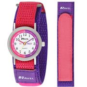 Ravel Time teacher Children's Quartz Watch White Dial Velcro Nylon Str
