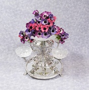 Silver Plate Centrepiece - Sheffield Epergne Cut Glass Stand Dish Bowl