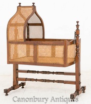 William IV Antique Crib Cot Mahogany and Cane 1800