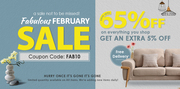 Fabulous February Furniture Sale Get UP TO 65% + EXTRA 5% OFF