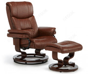 Serene Furnishings Moss Chestnut Leather Swivel Recliner Chair