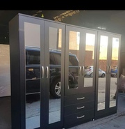 6 Door Mirrored Wardrobe,  Cupboard