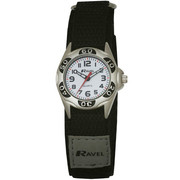 Ravel Boys Velcro Strap Watch Black Strap with White Face