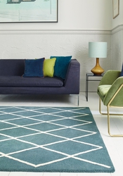 Albany Rug by Asiatic Carpets in Diamond Teal Design - Rugs UK